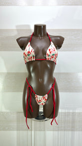 Bikini Alice 3 Pezzi Brasiliana Regolabile Triangolini e Copricostume Flowers