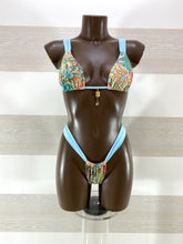 Bikini Iridea3 Fantasia Etnica Celeste Brasiliana Regolabile