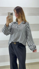 Blusa Camicia Martina1 Maniche a Sbuffo Righe Verticali