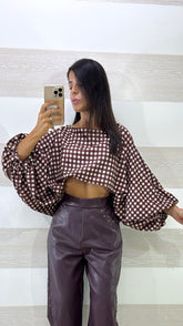 Blusa Gaenor a Quadrettini Ampia e a Sbuffo