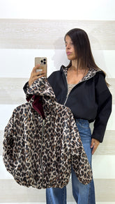 Bomber Crop Estelle Double Face con Cappuccio