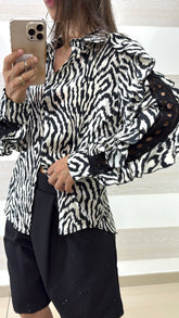 Camicia Chrissie Zebrata Manica Ruches Traforata