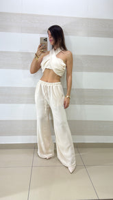 Coordinato Alisa PantaPalazzo e Top Fascia con Incrocio