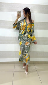 Coordinato Almira in Satin Longuette e Camicia Cardigan
