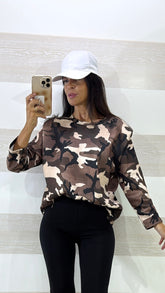 Felpa Leggera Ghislain Camouflage con Spalline Strutturate