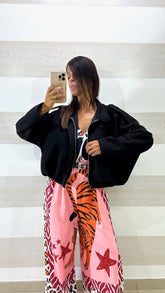 Giubbino Dora Bomber Crop a Sbuffo in Eco Camoscio