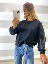 Maglia Bernice Manica Sbuffo con Righe Lurex Oro