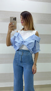 Maglia Tamra Camicia con Nodo e Spalle Scoperte con Canotta