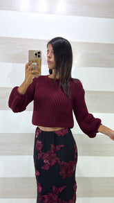 Maglione Crop Gemma Pull Maniche a Sbuffo