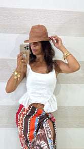 Top Christal Corsetto Elastico con Ruches