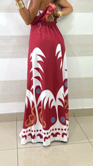 Coordinato Dena Gonna e Top Bordeaux Fantasia Etnica