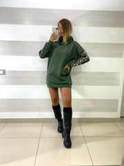 Abitino o Maxi Felpa Jeannette con Bande Maculate e Punti Luce