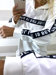 Abitino o Maxi Felpa Lavonne con Bande Nere e Scritta