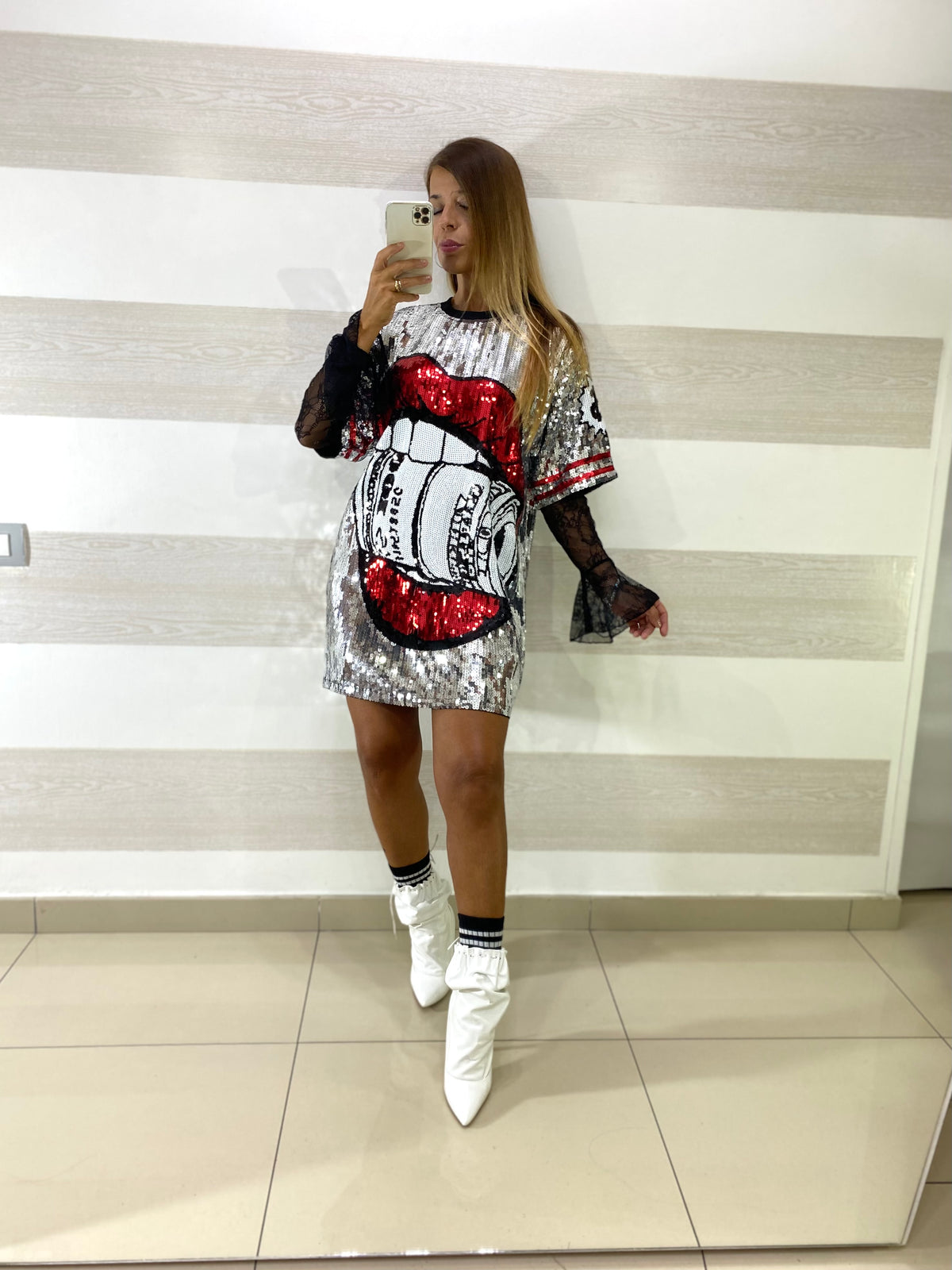 Abitino o Maxi Maglia Jamie Argento con Bocca