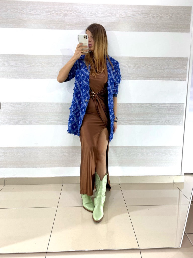 Abito Elva Satin con Spacco e Anello