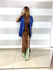 Abito Elva Satin con Spacco e Anello