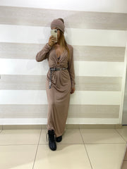 Abito Lungo Augusta Rigato con Oblo Ventre