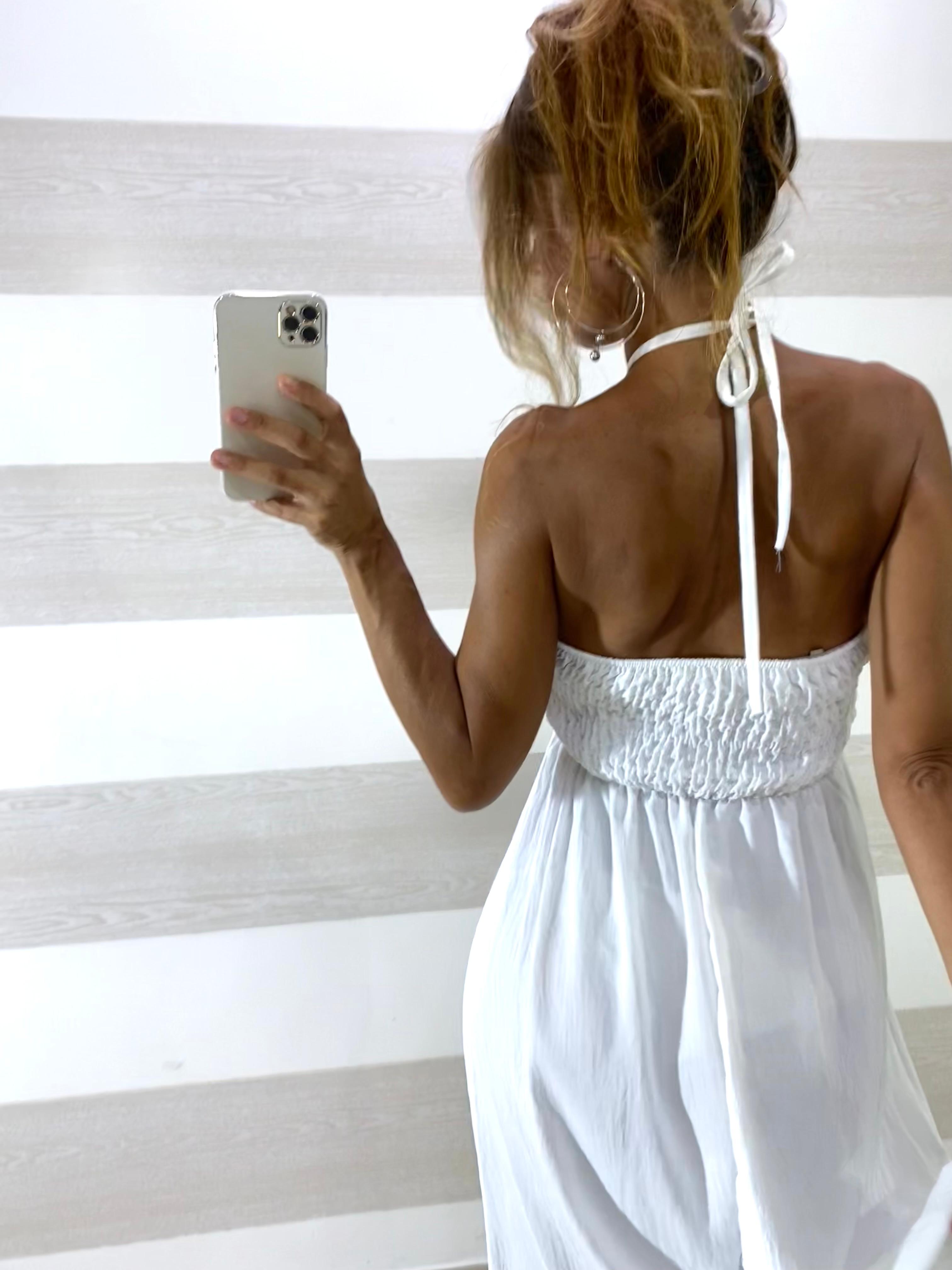 Abito Lungo Tisba Scollo a Fascia con Collana