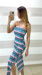 Abito Lungo Wilma Zig Zag con Coppe e Spacchi