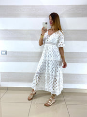 Abito Maira Cotone Bianco Traforato