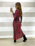 Abito Romey Tartan Elasticizzato con Spacco