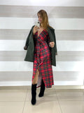 Abito Romey Tartan Elasticizzato con Spacco