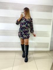 Abito Tracy Fantasia Foglie e Fiori