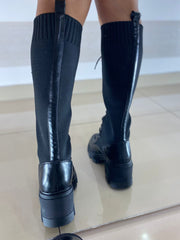 Anfibi Carita Gambale Elastico Carrarmato Nero