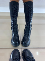 Anfibi Carita Gambale Elastico Carrarmato Nero