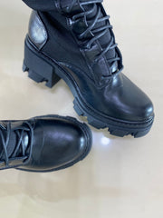 Anfibi Carita Gambale Elastico Carrarmato Nero