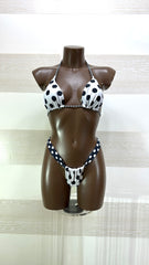 Bikini Adelle a Pois Bianco Nero Brasiliana Regolabile