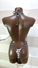 Bikini Adelle a Pois Bianco Nero Brasiliana Regolabile