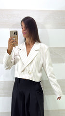 Blazer Crop Doreen Gessato Doppiopetto