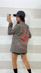 Blazer Greta Verde Militare con Cuore e Stelle