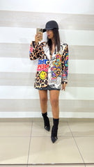 Blazer Jillie Monopetto Fantasia Pop Art Maculata con Smile