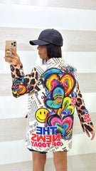Blazer Jillie Monopetto Fantasia Pop Art Maculata con Smile