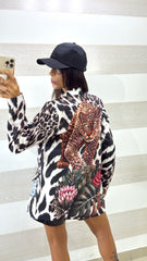 Blazer Leopardato Greta con Stampa Leopardo Effetto Punti Luce