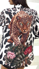 Blazer Leopardato Greta con Stampa Leopardo Effetto Punti Luce