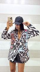 Blazer Leopardato Greta con Stampa Leopardo Effetto Punti Luce