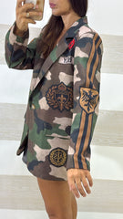 Blazer Militare Greta con Cuore e Bande sulle Maniche