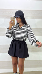 Blusa Camicia Glory Maniche a Sbuffo Righe Verticali