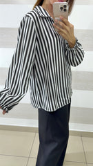 Blusa Camicia Martina1 Maniche a Sbuffo Righe Verticali