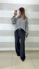 Blusa Camicia Martina1 Maniche a Sbuffo Righe Verticali