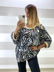 Blusa Celia in Satin Fantasia Zebrata