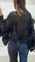 Blusa Petrina Semitrasparente con Ruches