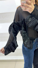 Blusa Petrina Semitrasparente con Ruches