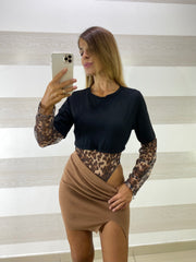 Body Darlene Tessuto e Tulle Maculato