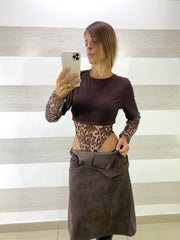 Body Darlene Tessuto e Tulle Maculato