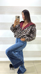 Bomber Crop Estelle Double Face con Cappuccio