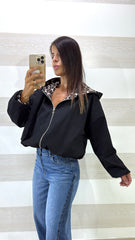 Bomber Crop Estelle Double Face con Cappuccio